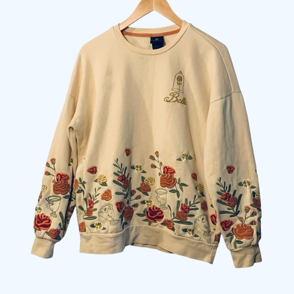 Disney Beauty and the Beast Belle Floral Women's Crewneck Sweatshirt